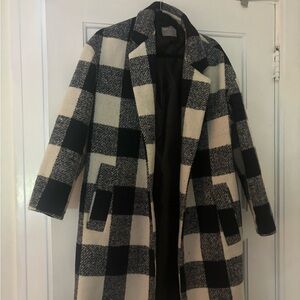 ASOS navy and ivory gingham check coat